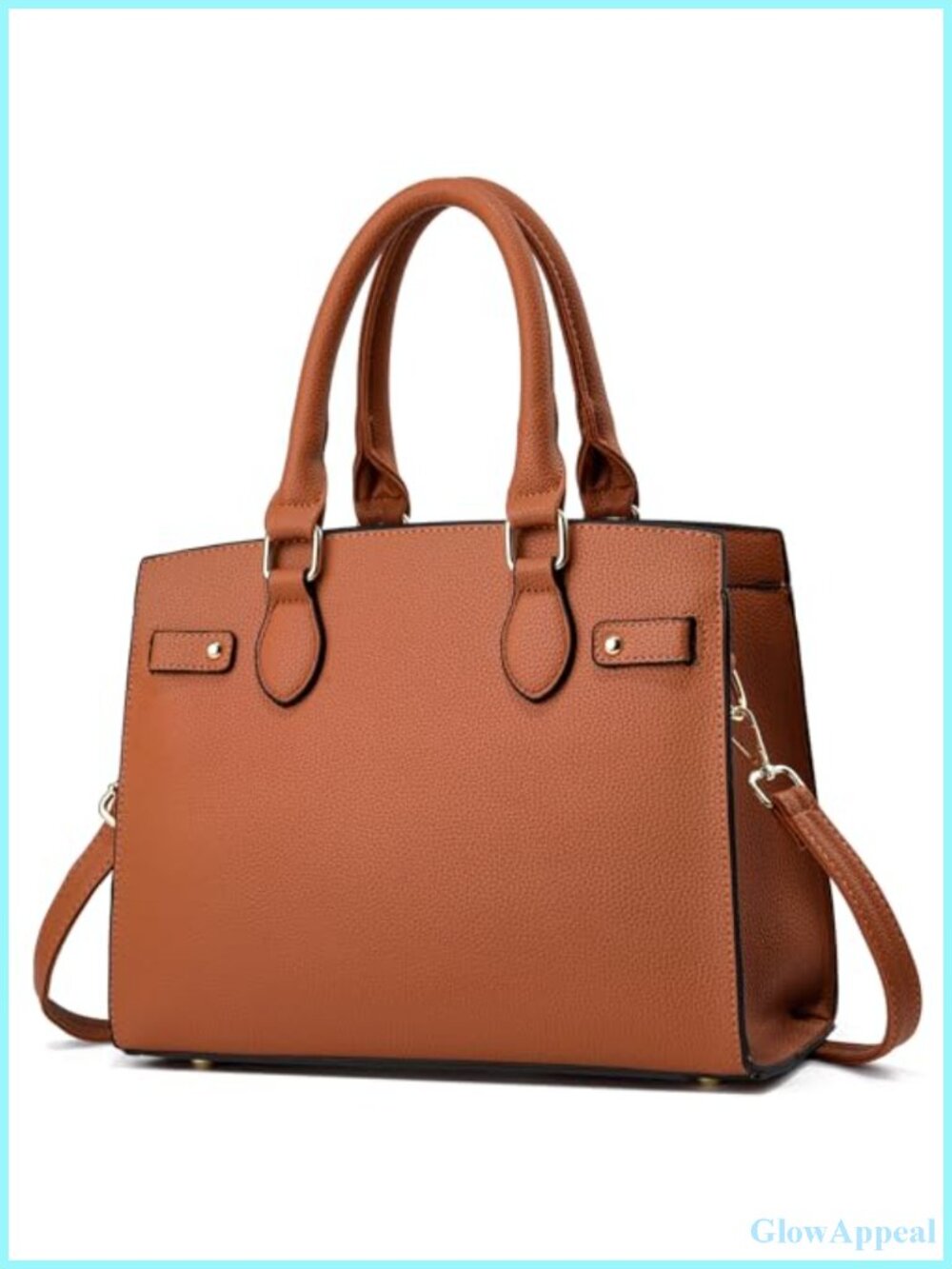 Faux Leather Satchel Purse Top Handle Shoulder Tote Bag with Strap